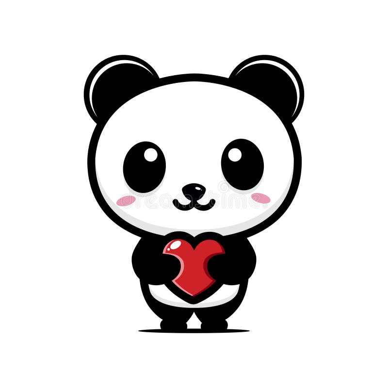 Cara de urso panda bonito. olhar amoroso. personagem de desenho animado.  ilustração.