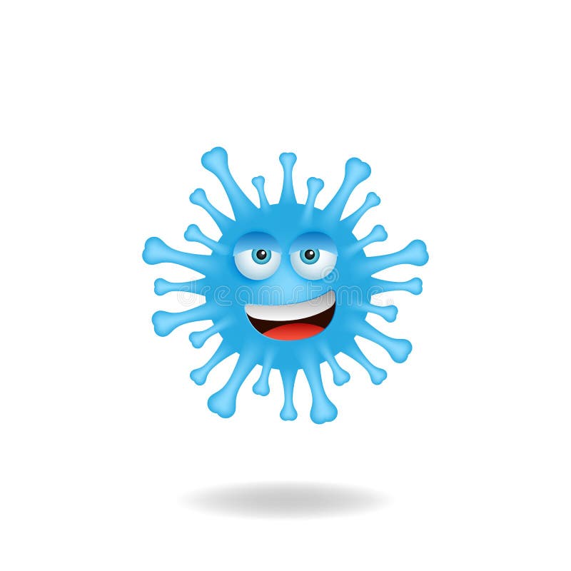 Fofofos bactérias coronavírus personagens de desenho animado com expressão de sorriso. design do logotipo mascot