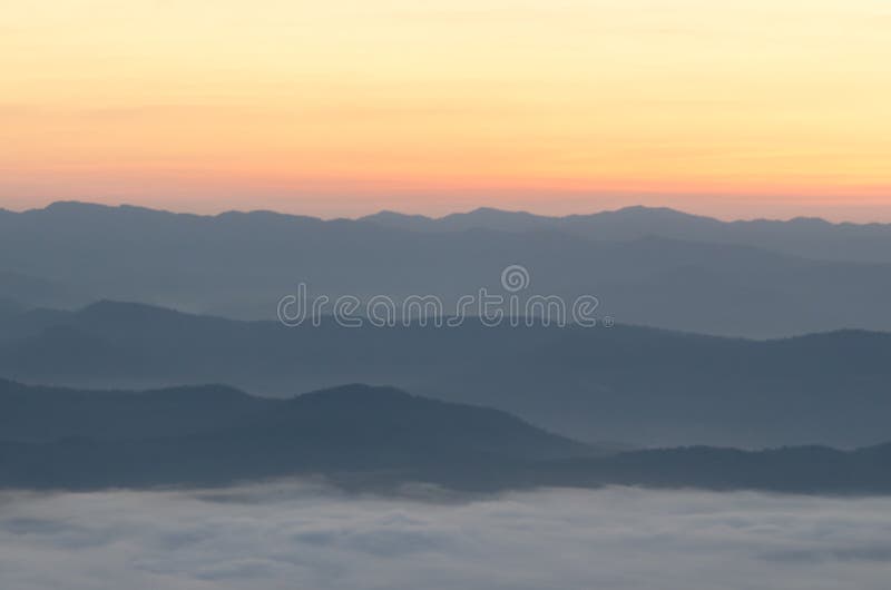 Fog And Cloud Mountain Valley Landscape Stock Photo ...