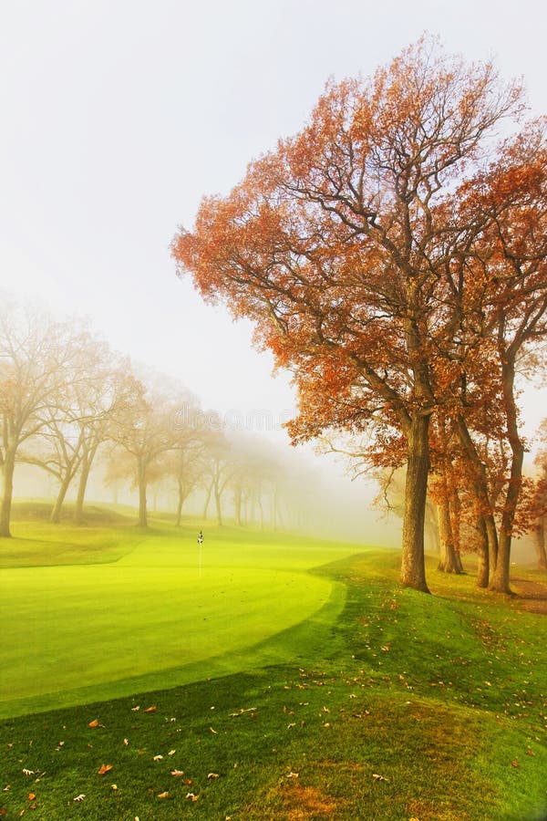 Fog over a golf course stock image. Image of grass, blue 56756199