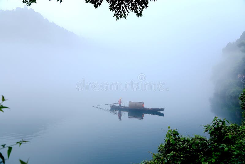 Fog scene in little dongjiang river