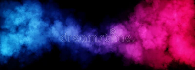 Fog or Smoke with Red and Blue Lighting Effect in Black Background