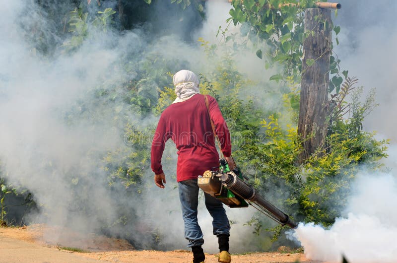 Fogging to prevent spread of dengue fever stock photos