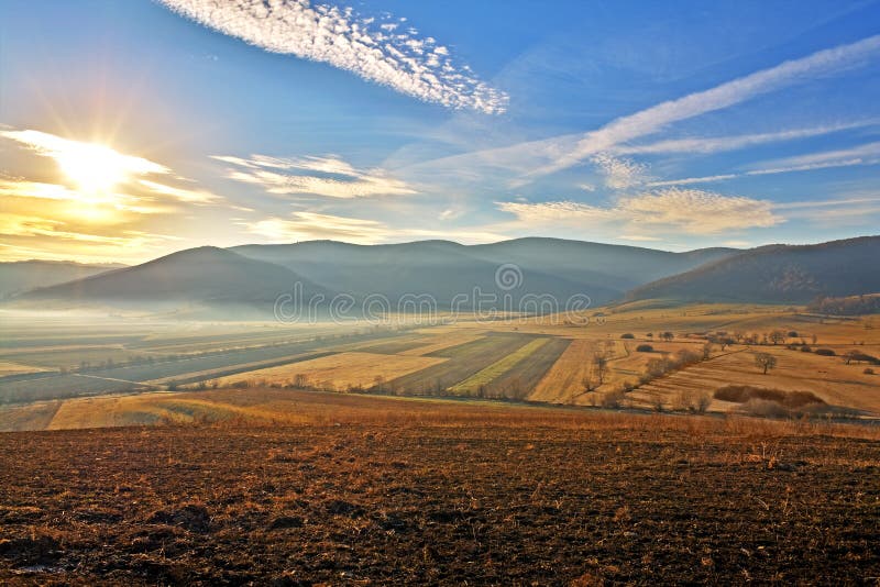 Foggy morning in autumn