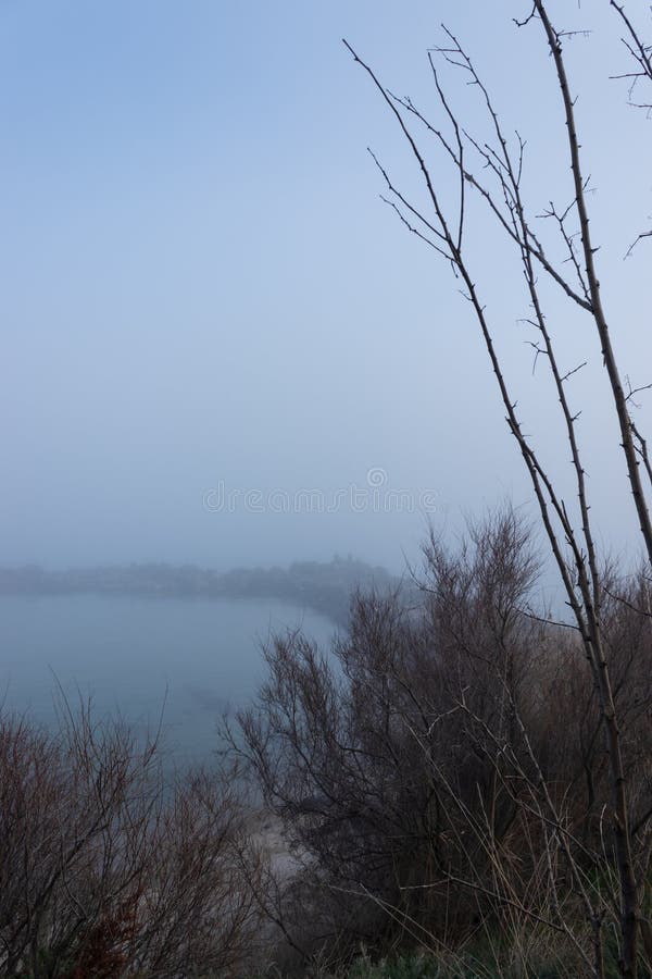 Foggy seascape, mystical look and atmosphere royalty free stock images
