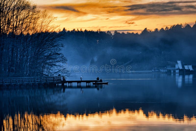 Foggy sunset royalty free stock image