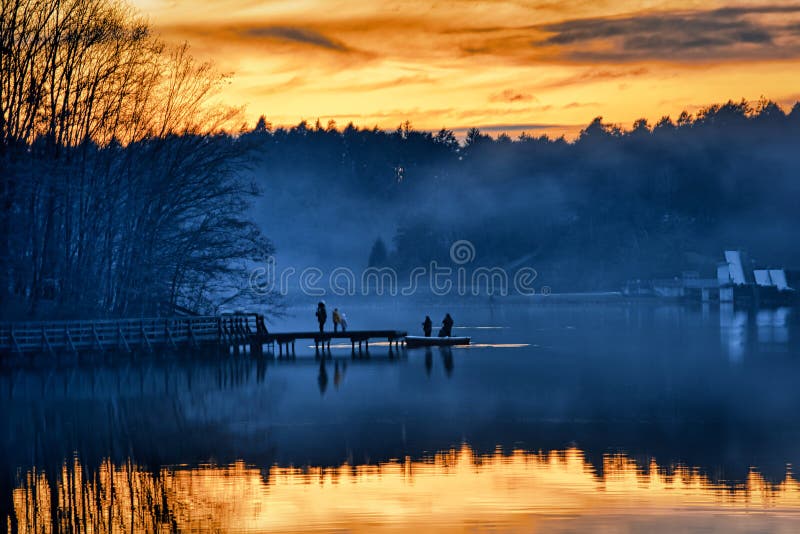 Foggy sunset royalty free stock image