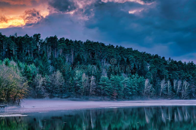 Foggy sunset royalty free stock photo