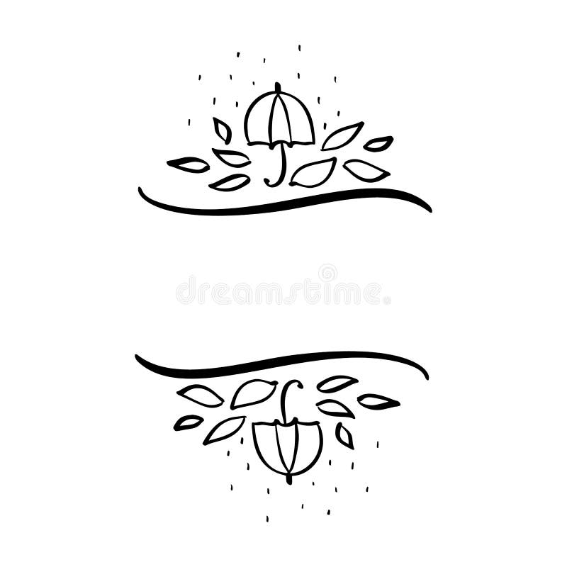 Foglie dell'illustrazione di vettore di autunno e struttura del confine dell'ombrello con il fondo del testo dello spazio Schizzo illustrazione di stock Foglie dell'illustrazione di vettore di autunno e struttura del confine dell'ombrello con il fondo del testo dello spazio Schizzo illustrazione di stock