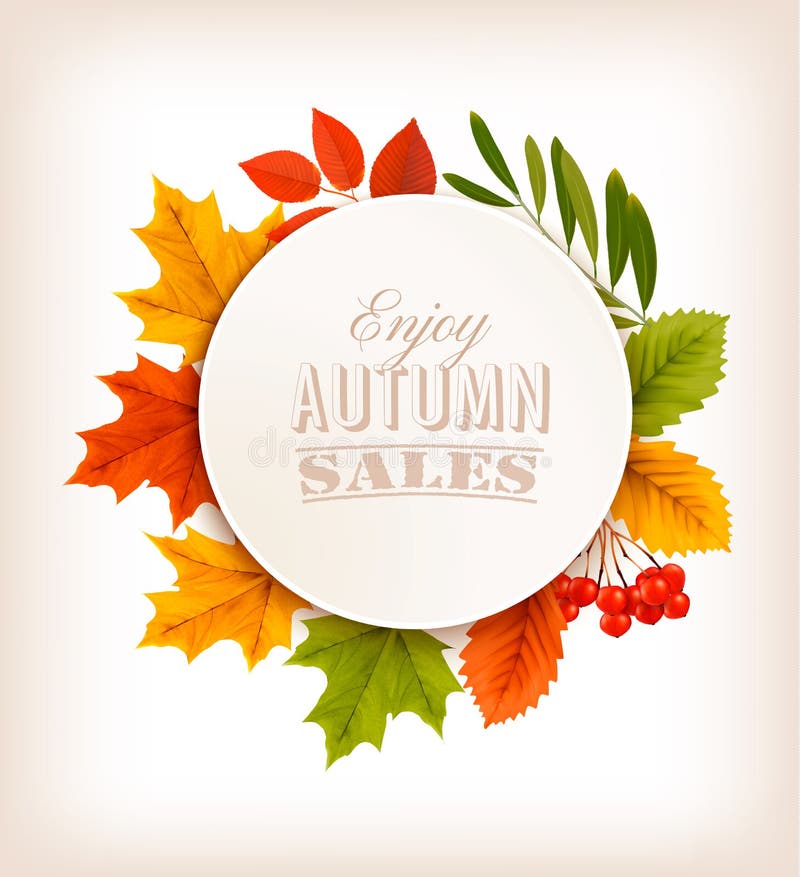 Foglie di Autumn Sales Banner With Colorful illustrazione di stock
