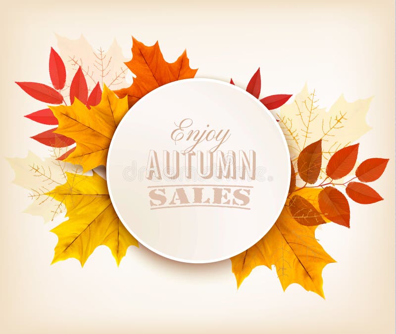 Foglie di Autumn Sales Banner With Colorful royalty illustrazione gratis