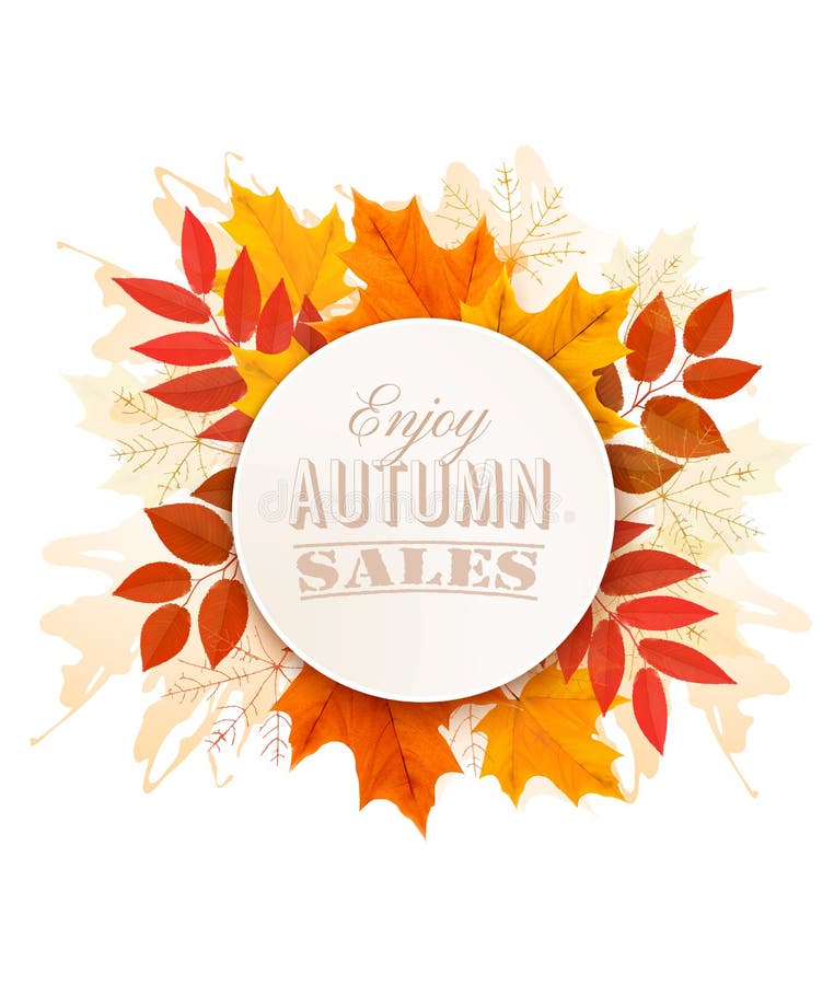 Foglie di Autumn Sales Banner With Colorful royalty illustrazione gratis