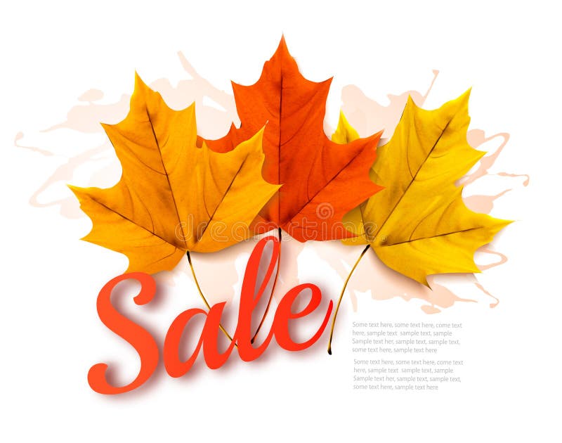 Foglie di Autumn Sales Banner With Colorful illustrazione vettoriale