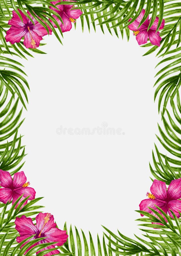 Foglie di palma e fondo tropicale del fiore illustrazione di stock Foglie di palma e fondo tropicale del fiore illustrazione di stock