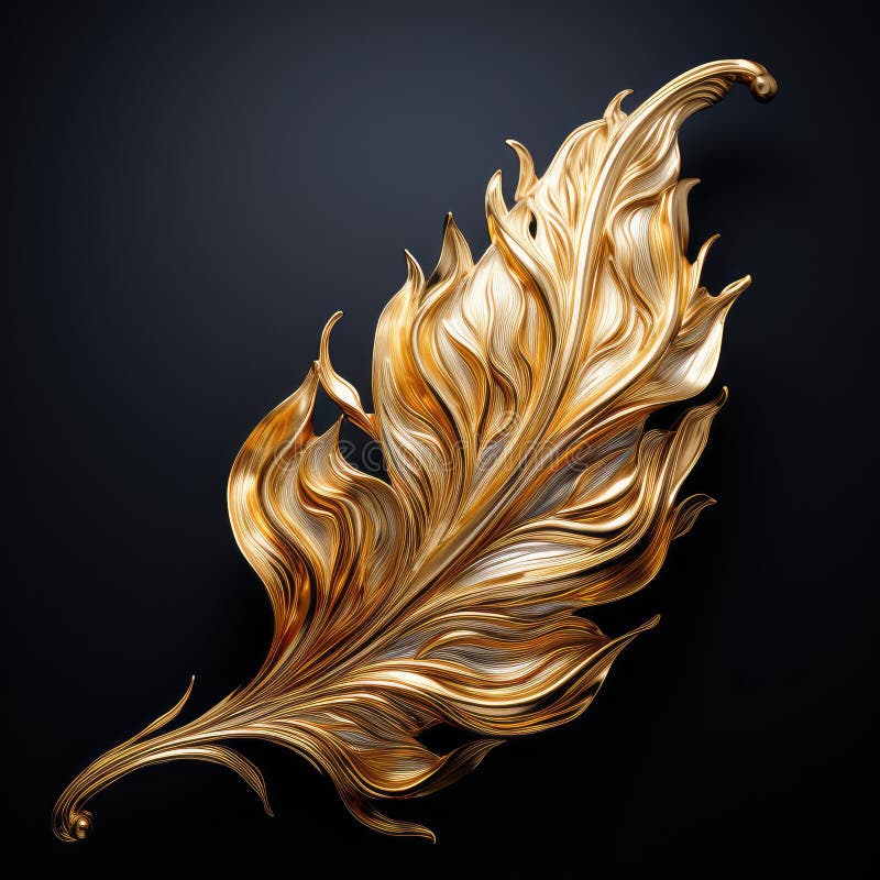 Foglie metalliche d'oro con intricato dettaglio isolato sullo sfondo nero. aizione generativa. Questa immagine è dotata di una foglia d'oro estremamente realistica che mostra il design intricato e realistico della sua struttura naturale. la superficie riflettente e lucida evidenzia le proprietà metalliche delle foglie che mescolano il mondo naturale con l'arte lussuosa.