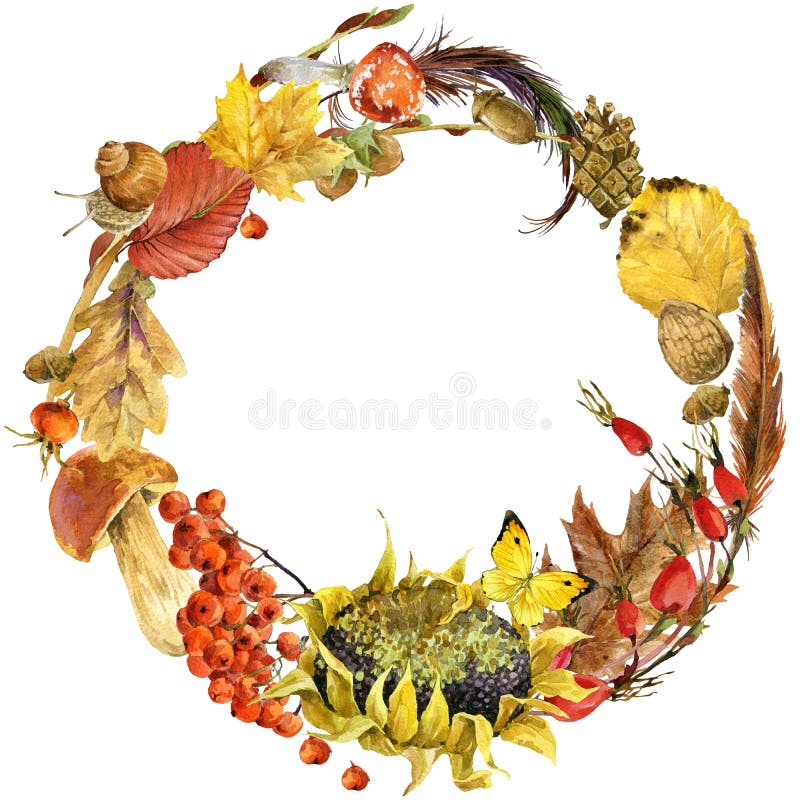 Foglie variopinte del fondo dell'acquerello di autunno illustrazione di stock