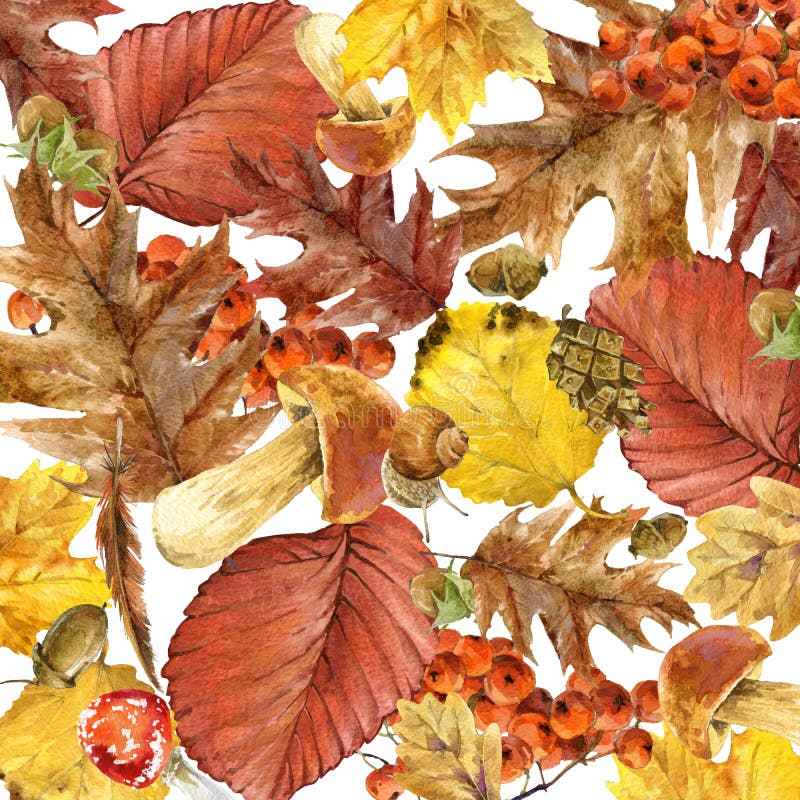 Foglie variopinte del fondo dell'acquerello di autunno royalty illustrazione gratis