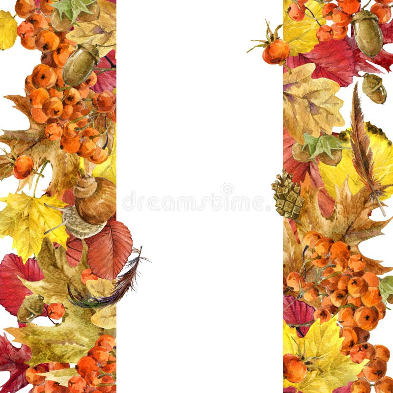 Foglie variopinte del fondo dell'acquerello di autunno illustrazione di stock