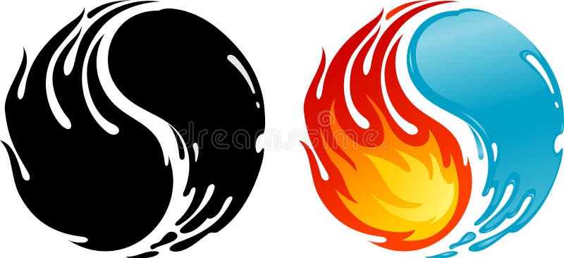 Fogo e água ilustração stock. Ilustração de preto, calor - 43563572
