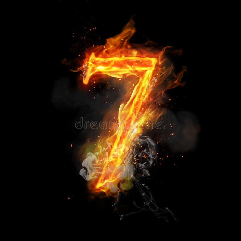 Fogo Número 7 Sete De Chama Ardente Ilustração Stock - Ilustração de chama,  inflame: 84342898
