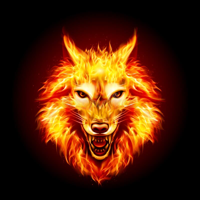 Fogo Wolf Head ilustração do vetor. Ilustração de quente - 129906015