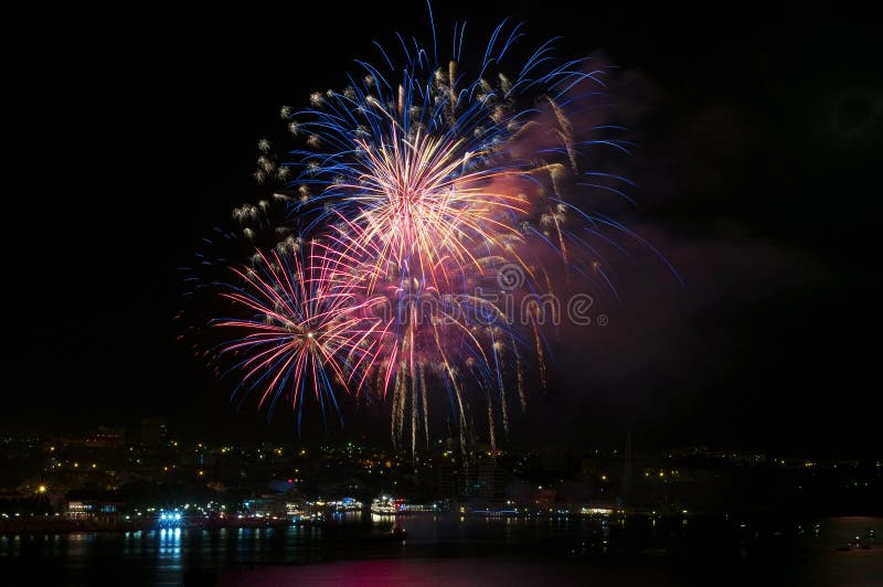 Os Fogos-de-artifício Dos 1õs Jogos Asiáticos Foto de Stock