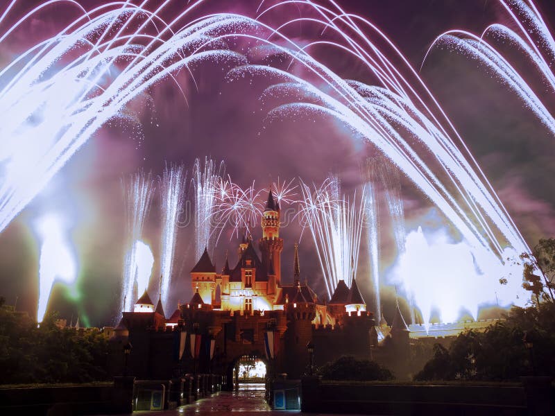 Disney castelo fogos de artifício fantasia paisagem descompressão