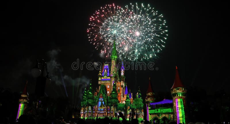 Disney castelo fogos de artifício fantasia paisagem descompressão