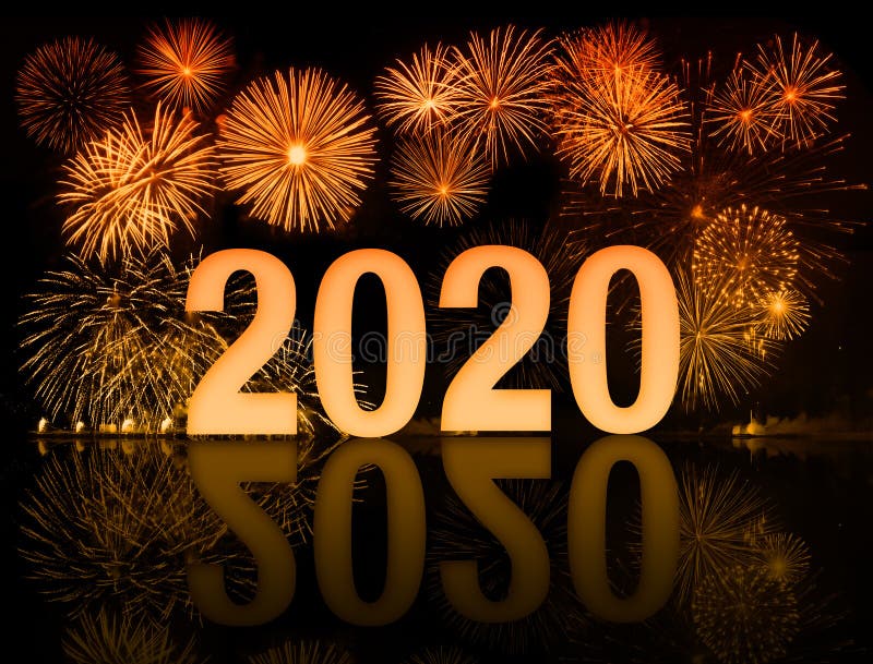 Fogos de artifício do ano novo 2020 imagem de stock Fogos de artifício do ano novo 2020 imagem de stock
