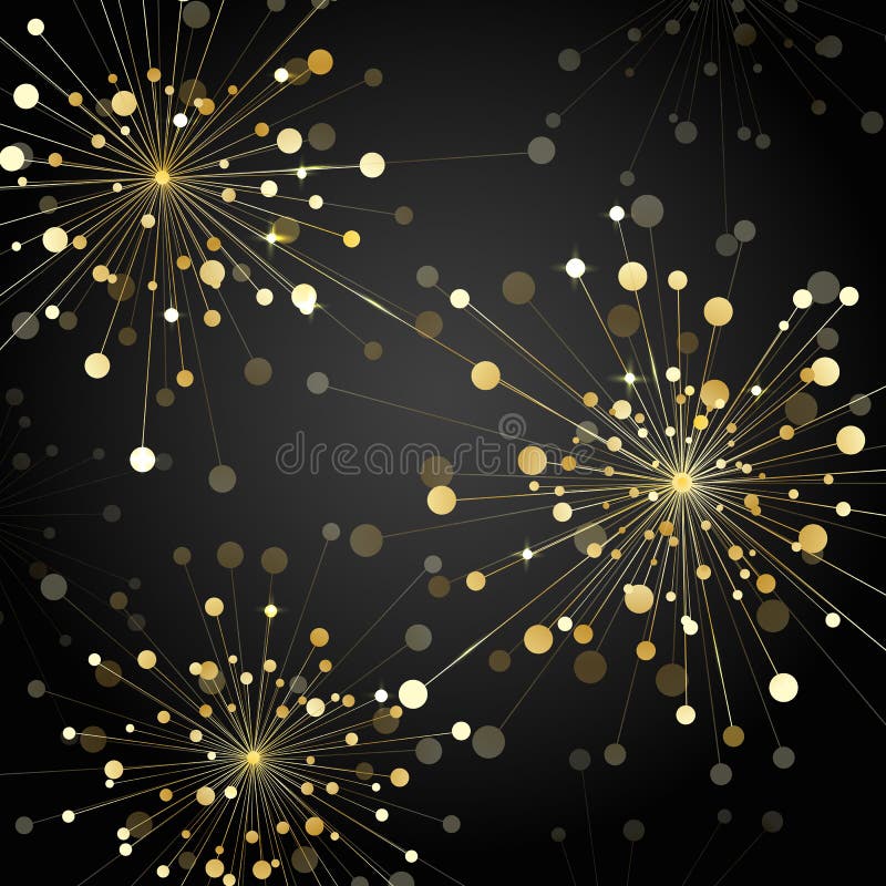 Fogos-de-artifício do ouro no fundo escuro ilustração royalty free Fogos-de-artifício do ouro no fundo escuro ilustração royalty free