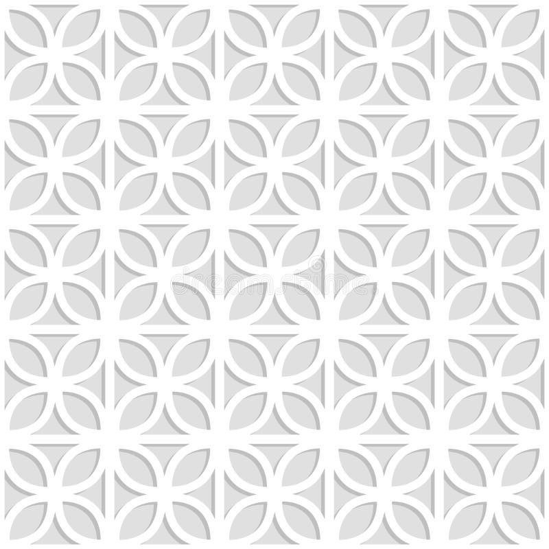 Foi de hârtie tăiată cu laser alb și gri frunze de foiță de hârtie tăiată geometrică vectorială cu model fără sudură royalty free illustration