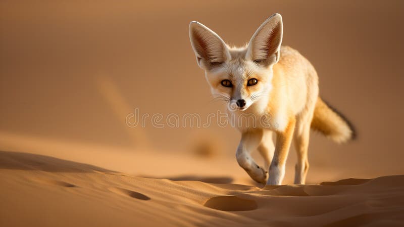 Foksy fennec w piaskach saharyjskich ilustracji