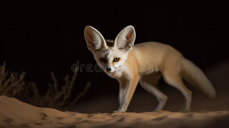 Foksy fennec w piaskach saharyjskich ilustracji