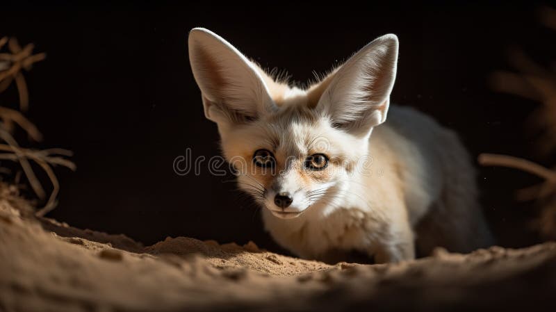 Foksy fennec w piaskach saharyjskich ilustracja wektor
