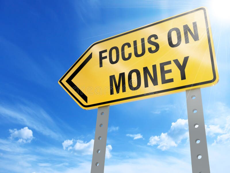 Fokus på pengartecken vektor illustrationer