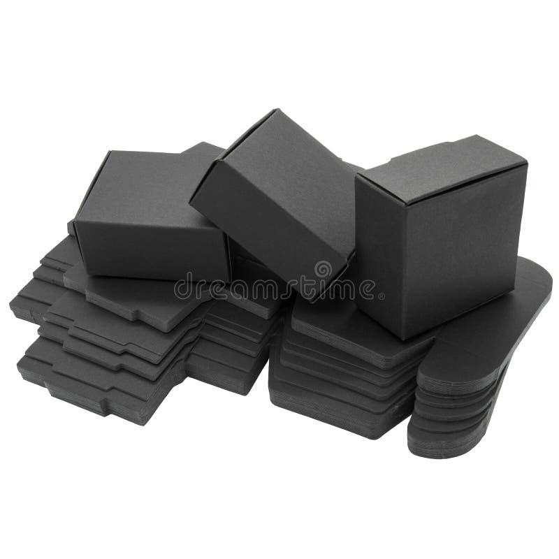 Foldable Black Paper Boxes. Isolated Stock Photo Image of boxes, paper 44392422