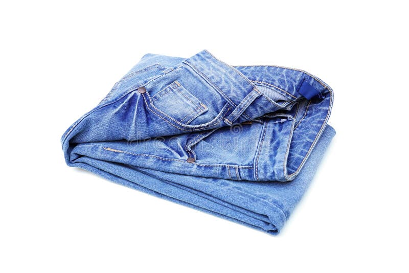 Folded blue denim jeans stock image. Image of trousers - 120920249
