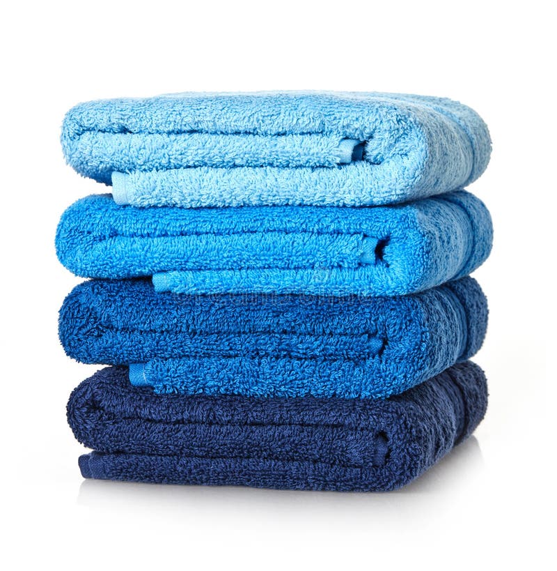 Folded blue towels stock image. Image of laundry, cotton - 203233249