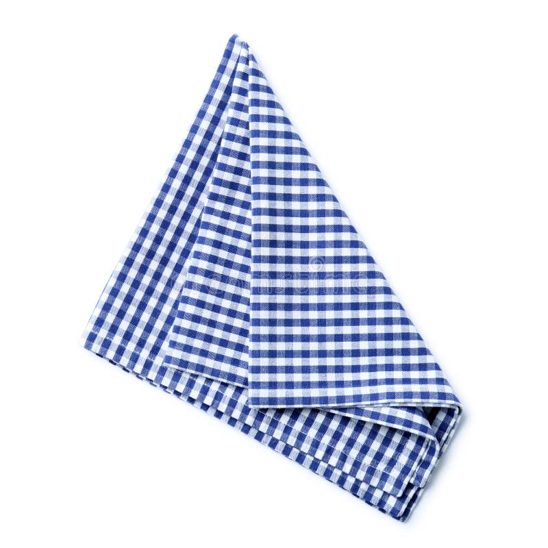 Folded Red Checkered Cloth on White Table Top View.Picnic Towel on ...