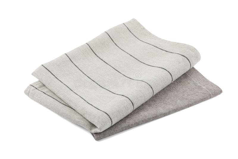 Folded Cloth Kitchen Napkins Isolated on White Stock Image Image of