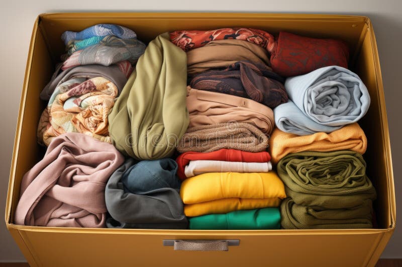 Folded clothes in a suitcase for efficient packing stock illustration