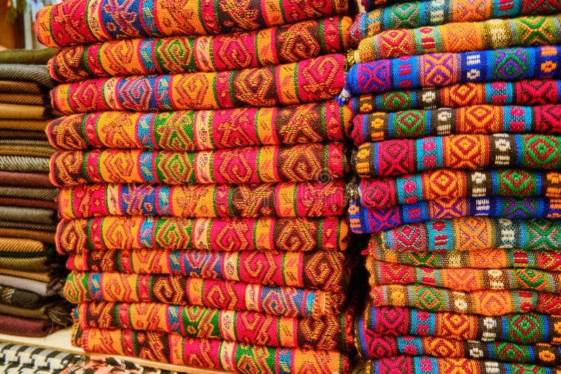Folded Colorful Middle Eastern Carpets at Bazaar Stock Image Image of