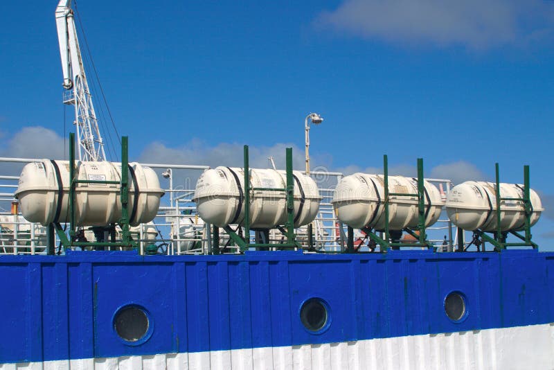 Folded Life Rafts on the Deck of the Ship Stock Photo Image of safely
