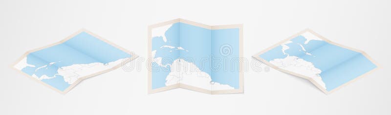 Folded map of Saint Vincent and the Grenadines in three different versions vector illustration