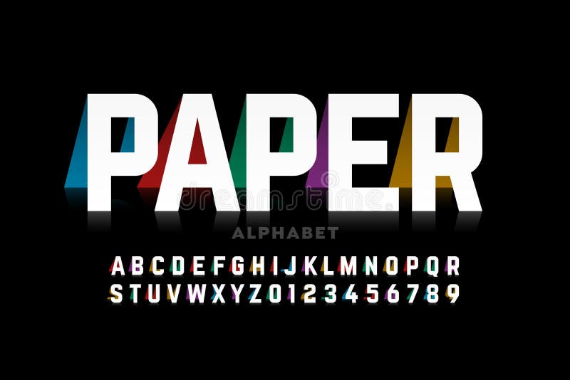 Folded paper style font stock illustration