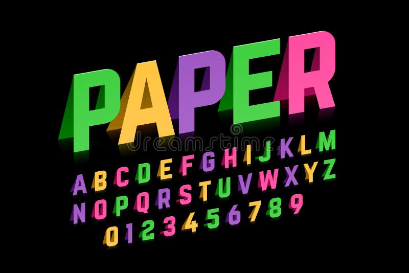 Folded paper style font vector illustration
