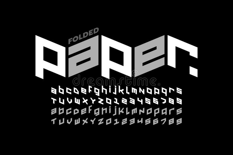 Folded paper style font vector illustration