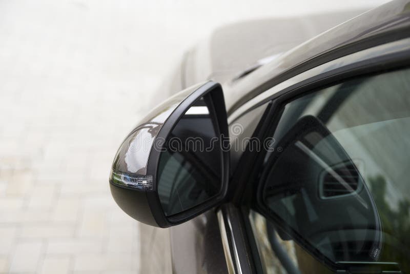 Folded Side View Car Mirror Placed on the Exterior Stock Photo Image