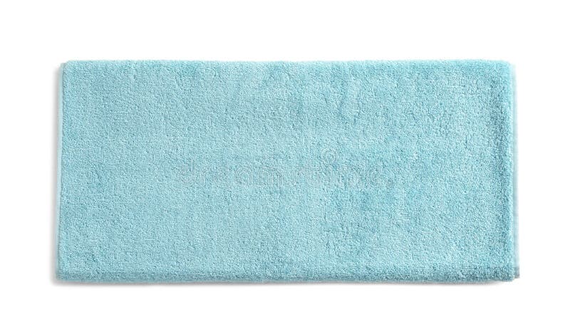 Folded soft terry towel on white, top view stock photo