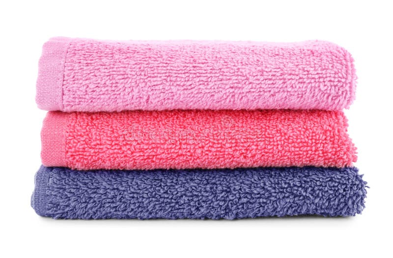Folded soft terry towels isolated stock images